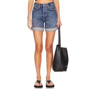 AGOLDE Dame High Rise Baggy Size 23 Blue Denim Shorts Relaxed Cuffed